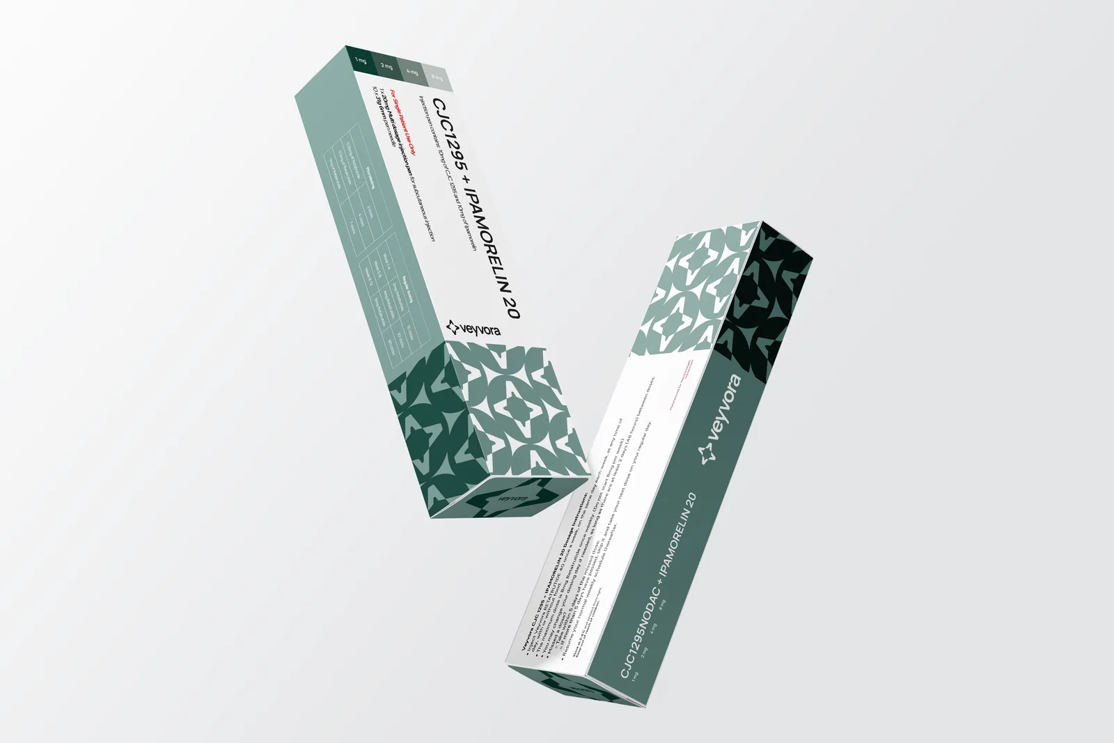 CJC-1295 + Ipamorelin 20 box showing the dosing panels, Veyvora